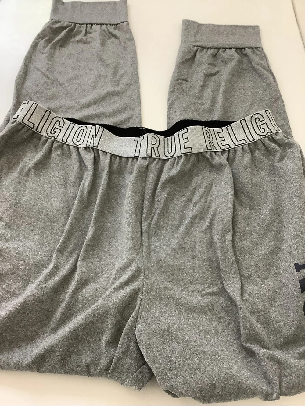 True Religion Heather Gray Jogger Pants with Navy Logo